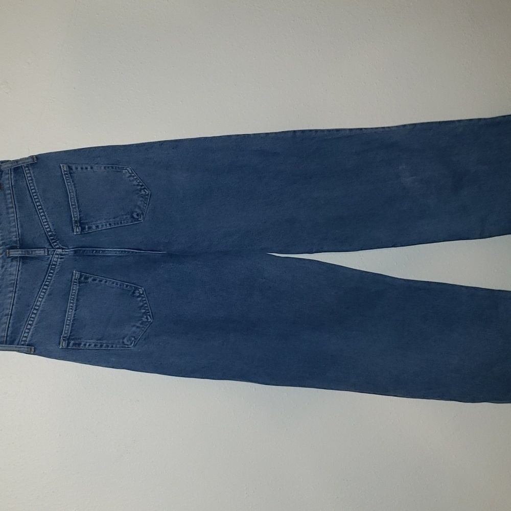 ZARA Ribcage pleated front raw hem denim trousers - Picture 6 of 11